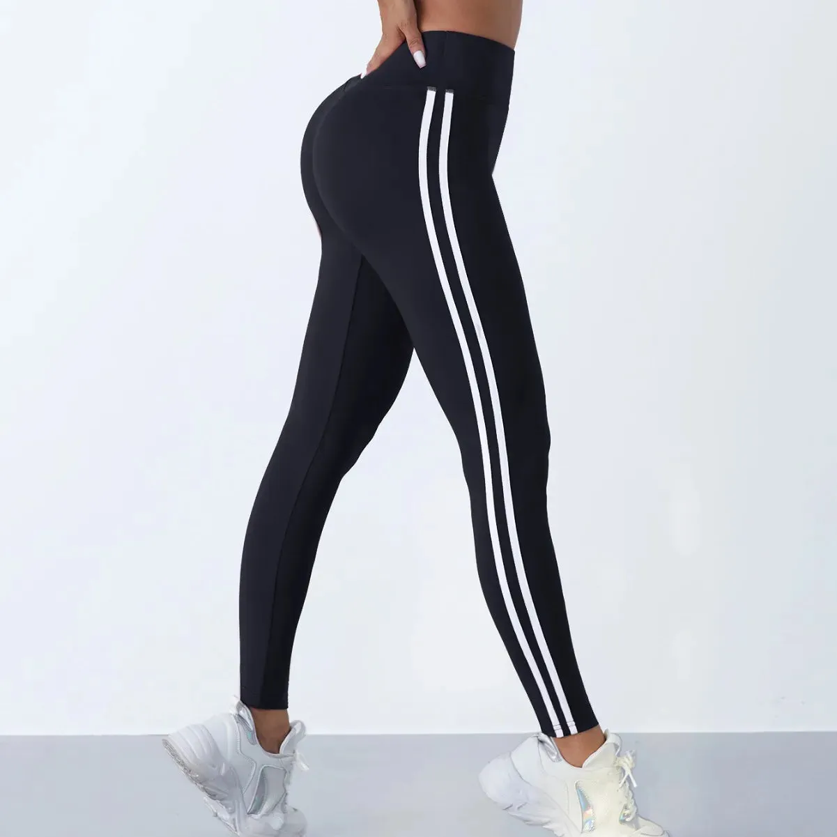 Striped Slim Yoga Leggings Stretchy | Celiat