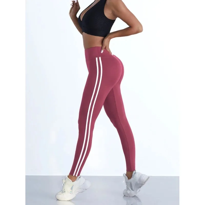 Striped Slim Yoga Leggings Stretchy | Celiat