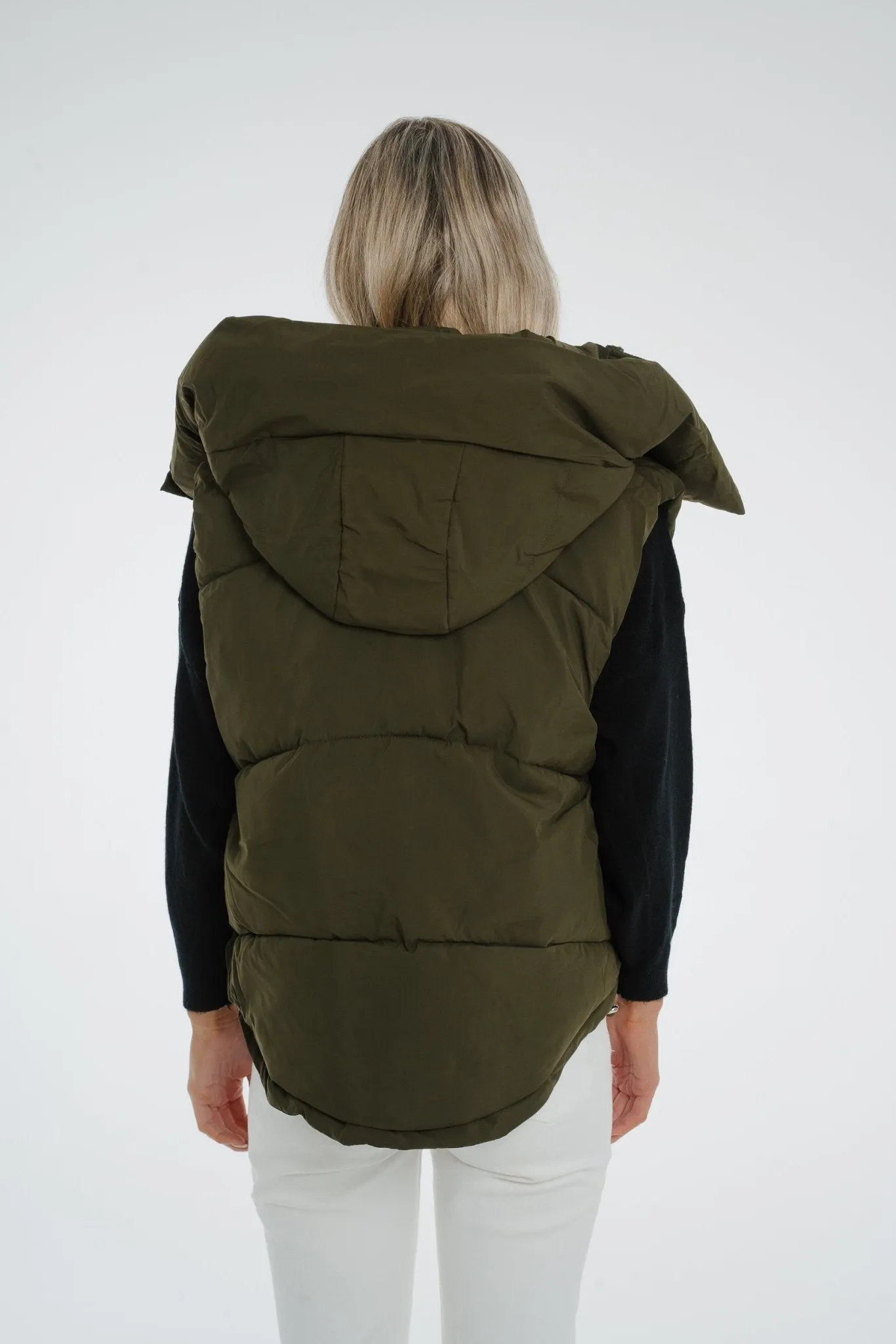 Suzie Luxury Padded Gilet In Khaki