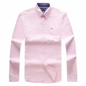 Tommy Hilfiger Pure Cotton Plain Fitted Long Sleeve Shirt- Pink