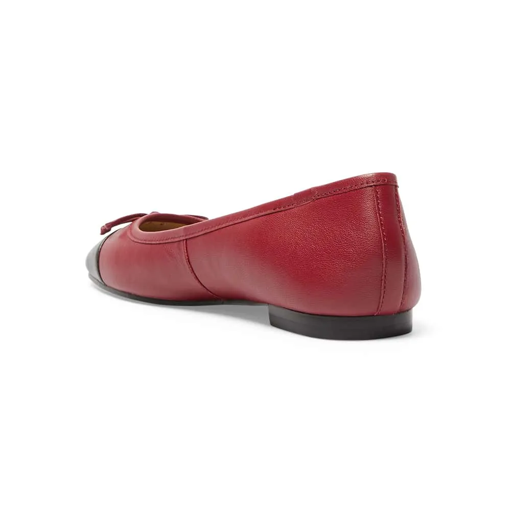 Trella Flat in Black And Red Leather