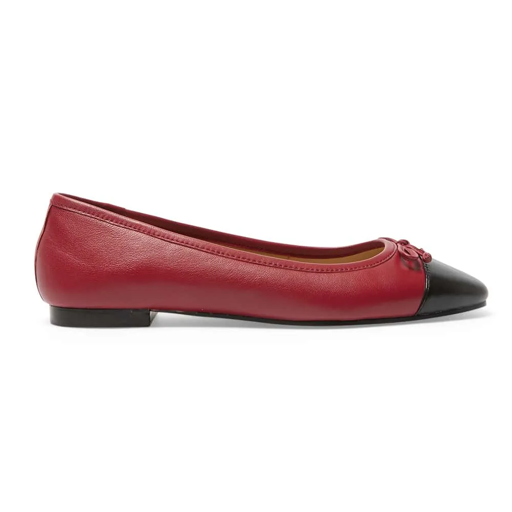 Trella Flat in Black And Red Leather