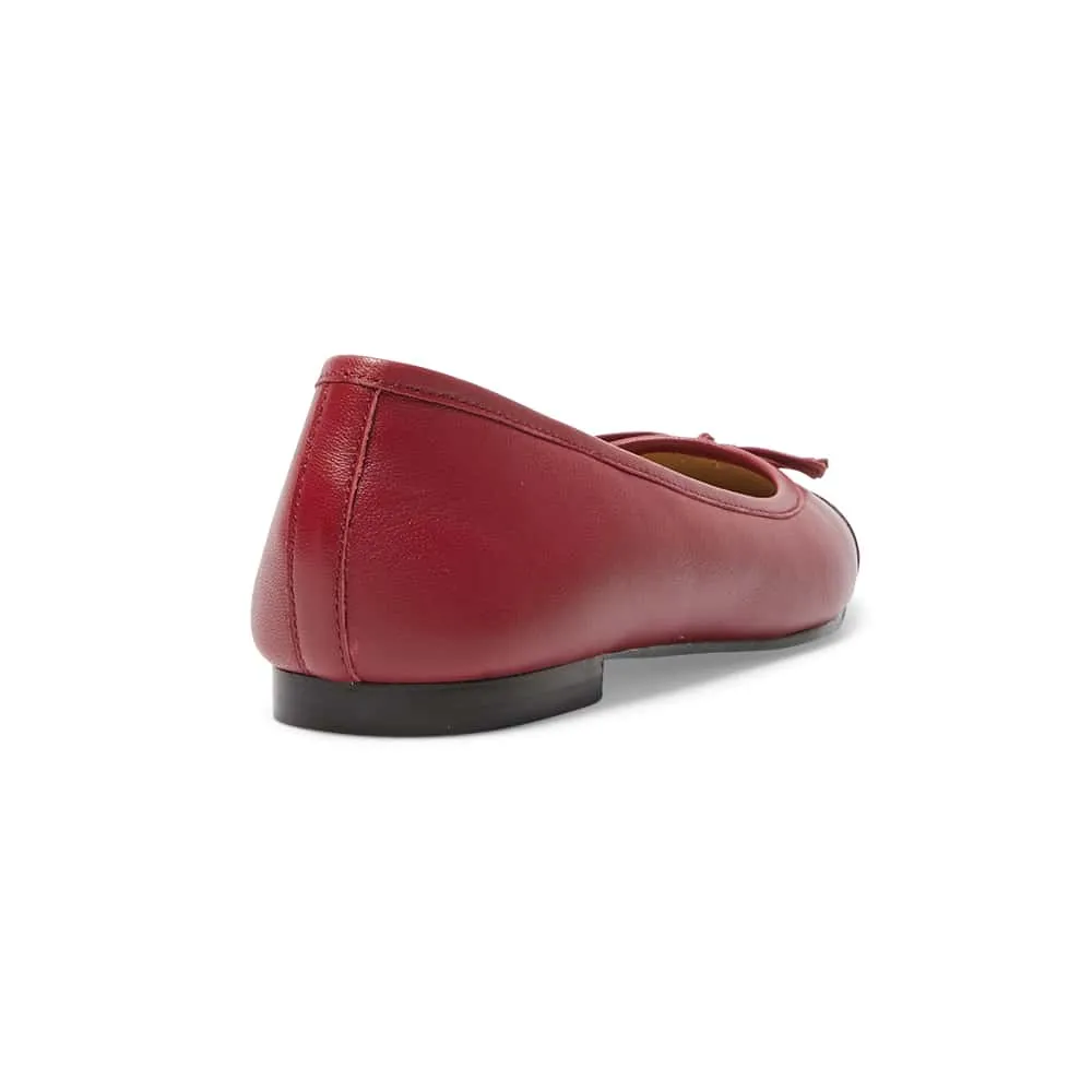 Trella Flat in Black And Red Leather