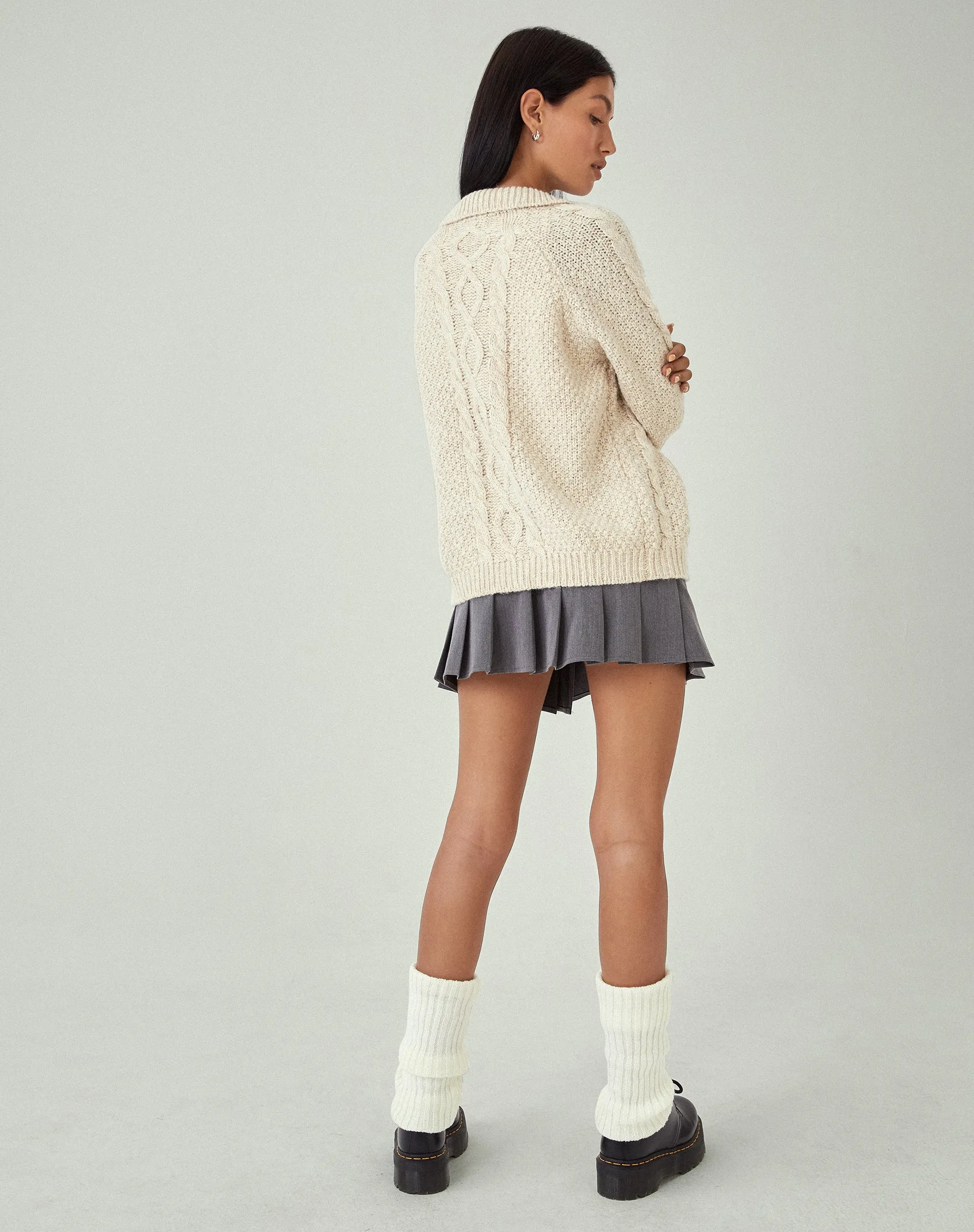 Triny Cardigan in Cable Knit Oatmeal