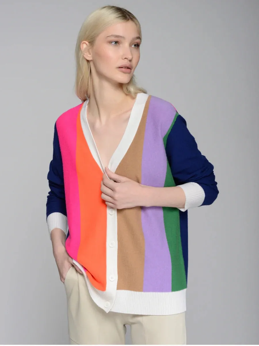 Vilagallo Alina Multi-colour Striped Knit Cardigan